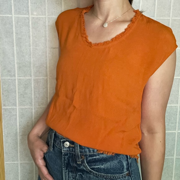 Philosophy Ruffle Orange Tank - Picture 3 of 6